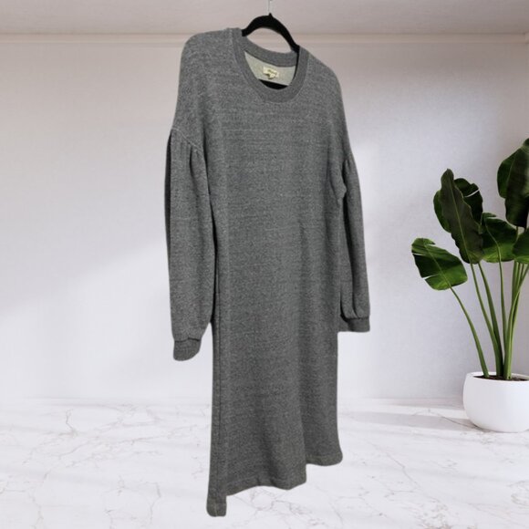 Madewell Heather Gray Sweatshirt Dress w/ Bubble Sleeves – Comfy & Cute - Picture 5 of 12